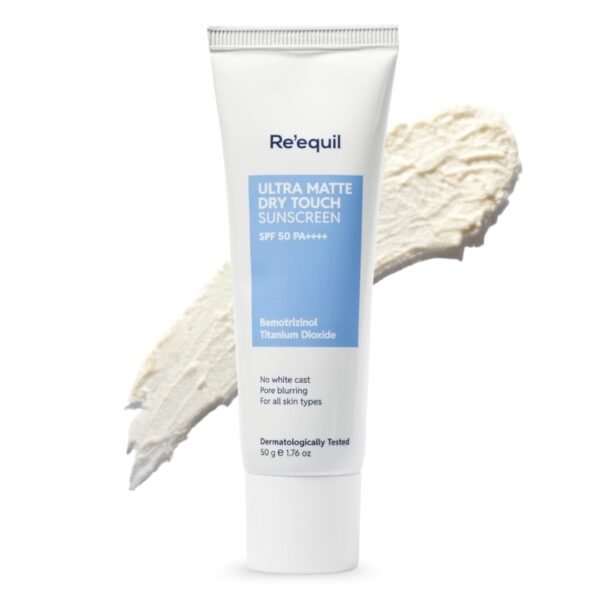 RE' EQUIL Ultra Matte Dry Touch Sunscreen | SPF 50 PA++++ | Water & Sweat Resistant