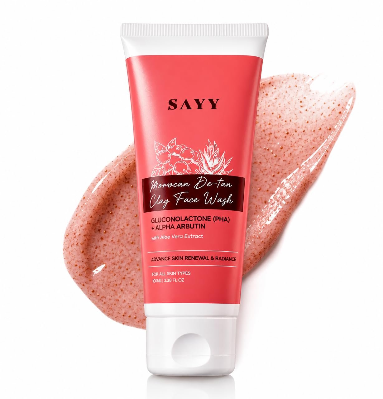 SAYY Moroccan De-Tan Clay Face Wash, Tan Removal, Deep Cleansing and Skin