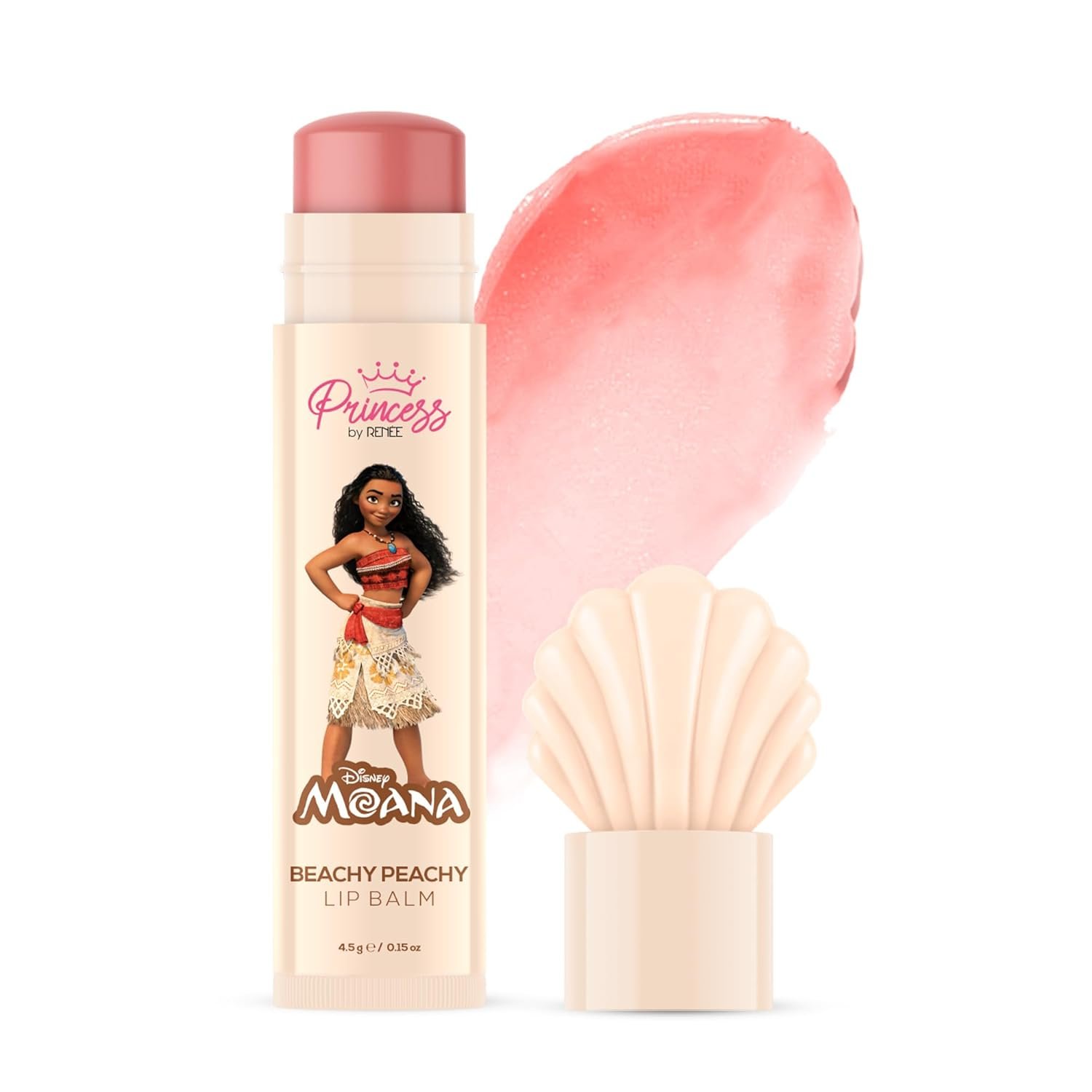 RENEE Princess By Disney Moana Beachy Peachy Lip Balm,For Smooth,Nourished &Deep Moisture Lips,Lightweight