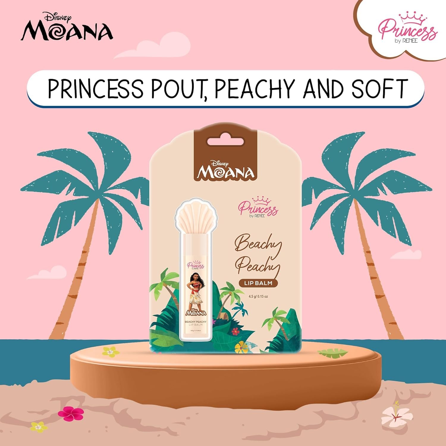 RENEE Princess By Disney Moana Beachy Peachy Lip Balm,For Smooth,Nourished &Deep Moisture Lips,Lightweight - Image 3
