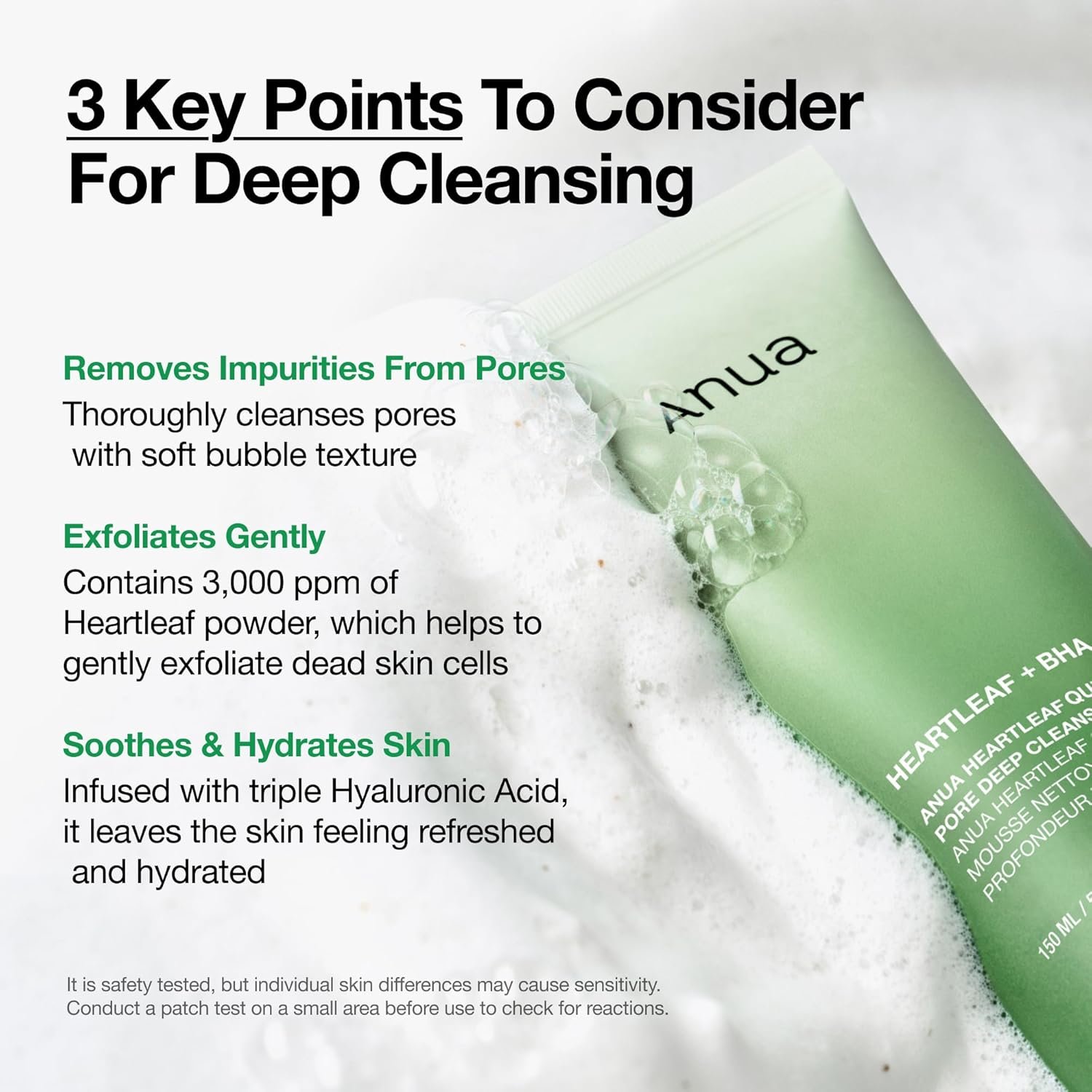 Anua Heartleaf Quercetinol Pore Deep Cleansing Foam, Facial Cleanser, for Double Cleansing, - Image 3