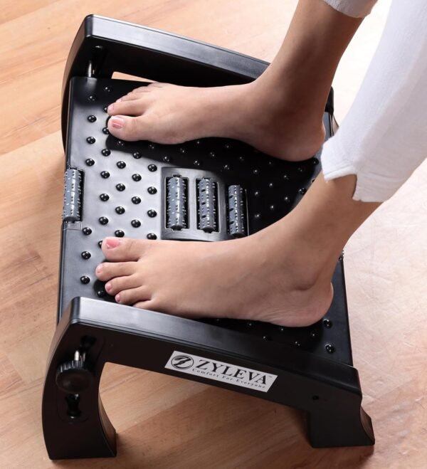 Adjustable Foot Rest Under Table | Ergonomic Footrest for Office Desk with 6 Height Levels, Massage Surface with Roller | Non-Slip Base Leg Rest | Foot Rest for Office Chair, Home, and Sofa | Foot Rest stool